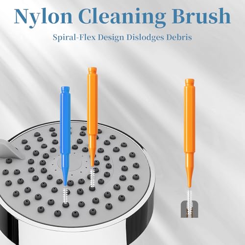 Image of 40 Pcs Shower Head Cleaner Tool, 30 Pcs Shower Head Cleaning Brush Picks for Unclogging Small Hole (15 Blue & 15 Orange), 10 Pcs Functional Nozzle Unclogger Tool with Storage Box for Showerhead