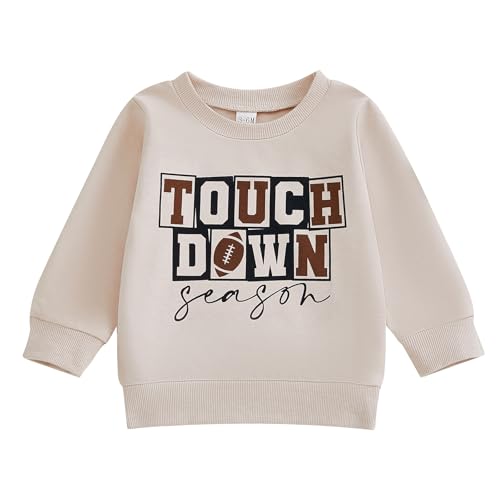 Toddler Baby Boy Football Outfit Letters Print Crewneck Sweatshirt Long Sleeve Pullover Shirt Tops Cute Fall Winter Clothes