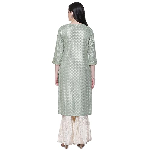 Image of Rangriti Sage Green Liva Straight Printed Kurta for Women