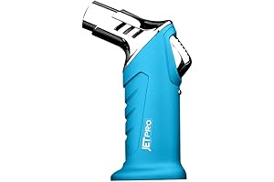 Adjustable One-Handed Blue Gas Torch Lighter with Fire Lock for Kitchen & BBQ