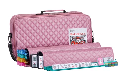 Set de Mahjong Americano con bolsa de cuero PU rosa púrpura miniatura 2
