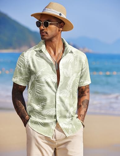 COOFANDY Mens Hawaiian Shirts Short Sleeve Tropical Button Down Shirt Floral Shirt Summer Beach Shirt3