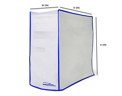Computer Dust Solutions CPU Dust Cover, Covers PC Case, Silky Smooth Antistatic Vinyl, Translucent Coconut Cream Color with Blue Trim, Several Sizes Available, for Mid Tower (8.2W x 16H x 18.5D)