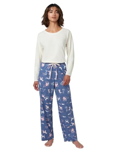Image of HUE Women's Sleep and Lounge Pajama Separates, Late Summer & Fall Collection, Coronet Blue Dog Park - Sleep Pant, Small