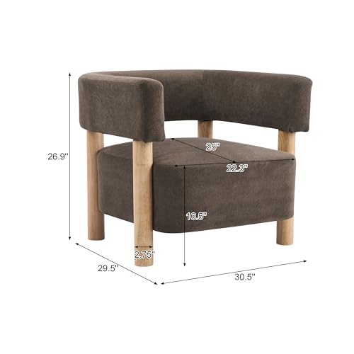 Christopher Knight Home Carly Low Profile Accent Chair, Boucle Upholstered Barrel Chair, Comfy Reading Chair for Bedroom, Wooden Single Lounge Sofa, Dark Brown by Christopher Knight Home - Used condition - Image 3