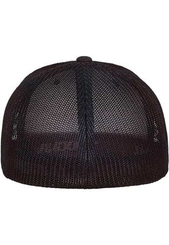 Image of Flexfit Trucker Mesh Fitted Cap | 6-Panel, Mid-Profile, Stretchable Mesh Backing, Flexfit Sweatband, Curved Visor, Silver Undervisor