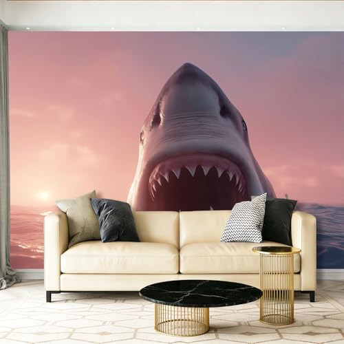 Papier peint requin blanc intisse lavable et durable - 2