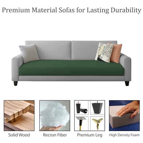 Image of Kathleen 3 Seater Sofa Set for Living Room - Foldable Convertible Couch Furniture for Home, Office or Guest Use, Modern Designer Stylish Comfortable (Green Grey)