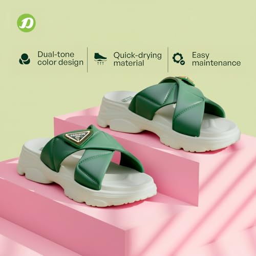 Image of DOCTOR EXTRA SOFT Women's Fashionable Buckle Sliders /Slippers with Cushion FootBed for Adult | Comfortable & Light Weight| Stylish & Anti-Skid| Waterproof & Everyday Flip Flops for Ladies Girls D-521