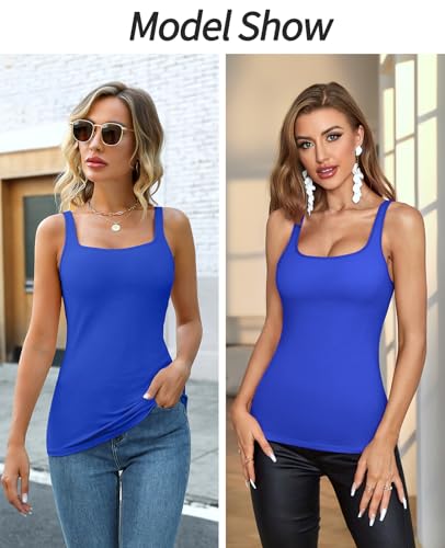 Image of V FOR CITY Women's Cotton Tank Top with Unpadded Shelf Bra Adjustable Wide Strap Camisole Summer Basic Udershirts
