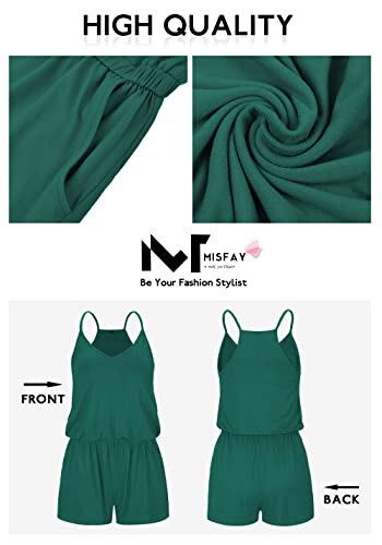 Image of MISFAY Womens Summer Loose V Neck Spaghetti Strap Short Jumpsuit Rompers 2026