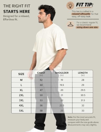 Image of Oversized T-Shirt for Men, 240 GSM Pure Cotton, Round Neck