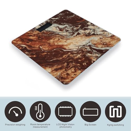 Báscula digital para baño color marrón con vidrio templado miniatura 3