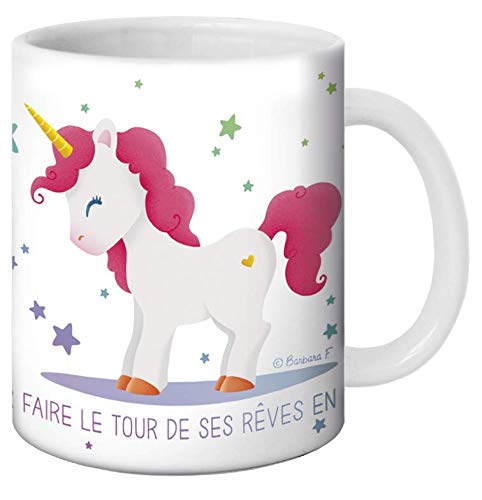 Taza con diseño de unicornio de Barbara Formosa para hacer el Tour de sus sueños. Capacidad:...