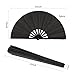 Maitys 2 Pcs Large Clap Fans for Line Dancing 13 Inches Folding Hand Rave Fan Nylon Cloth Foldable for Line Dancing Festival Craft Dance Decoration for Party Favors(Black,Simple Pattern)