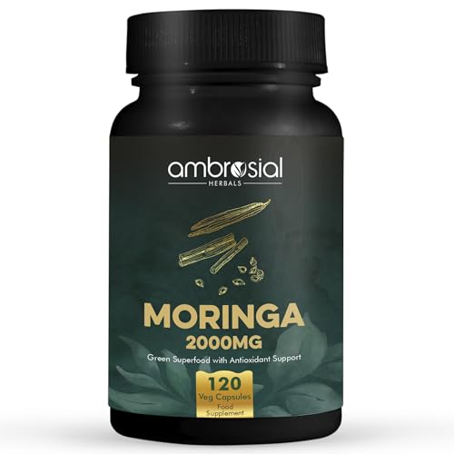 Ambrosial Moringa Capsules 2000MG - High Strength Antioxidant Superfood Supplement for Energy and Wellness - 120 Veg Capsules