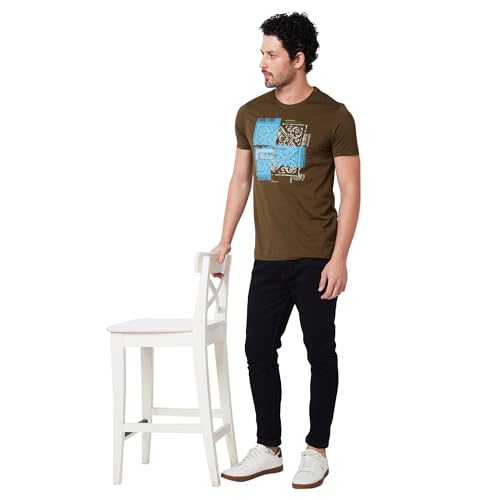 Image of Spykar Men's Slim Fit Round Neck Half Sleeve Solid Casual T-Shirt
