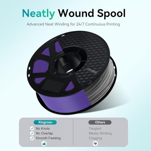 Image of Kingroon 1.75mm PLA Filament 10KG Bundle 10x1KG Spools, Dimensional Accuracy + /- 0.02mm, Tangle-Free 3D Multi-Color Pack, Black+White+Grey+Red+Yellow+Forest Green+Blue+Light Pink+Purple+Glacier Blue