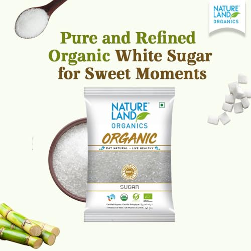 Image of Natureland Organics White Sugar 1 Kg - Organic Sugar (Pack of 3)