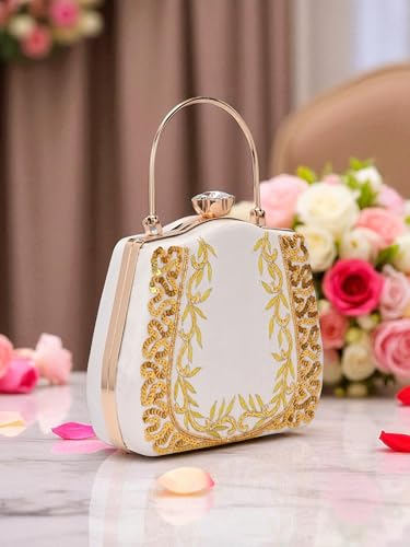 Image of TOOBA Handicraft Clutch Purse For Women with Sleek Design Glass Basket Clutch| Trendy Stylish Bridal, Party, Wedding Sling Bag