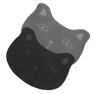2pcs Cat Litter Mat Thick Litter -Slip Cat Mat Mat Litter Box Mat Washable Mats Pet Feeding Mat Cute Soft with Non Slip Backing and Litter Rug Print Cleansing Foot Pads Pet Food