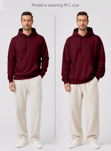 Image of JMIERR Mens Fleece Lined Hoodie Pullover Drawstring Pocket Winter Warm | Cozy fleece-lined pullover, adjustable drawstring hood, kangaroo pocket, regular fit, machine wash