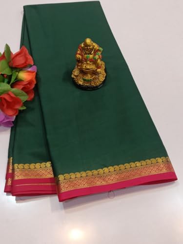 Image of Anushka Fashions Semi Mysore Crepe Silk Saree with 2D Pattern, Contrast Border, Rich Pallu & Blouse Piece Included, Lightweight Ethnic Wear for Festive, Party & Traditional Occasions