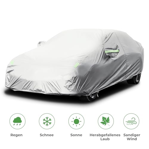 LOETAD Autoabdeckung Wasserdicht Auto Abdeckplane 470x180x150cm UV-Schutz Winddicht Staubdicht Kratzschutz für Winter Sommer