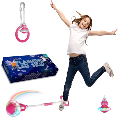 Rocket Flashing LED Ankle Skip Fun Cool Jumping Gift for Ages 5 6 7 8 9 10+ Kids NO Battery Charging Needed Family Exercise Fitness Coordination Balance Extra Energy Burning (Pink 1-Pack)