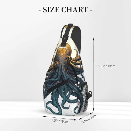Sun Ocean Octopus Cross Chest Bag Diagonal para hombre y mujer miniatura 3