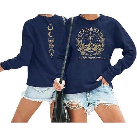 Sulayesh Womens City Of Starlight Night Court Sweatshirt Thorns and Roses Book Lover Gift Shirt Vintage Graphic Pullover Tops (Navy Blue,M) Cover