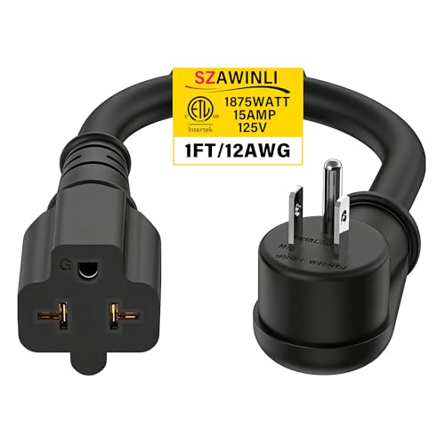 12AWG 1FT Outdoor Extension Cord 15A to 20A Power Adapter Waterproof Cable by SZAWINLI - Used condition - US$8.42