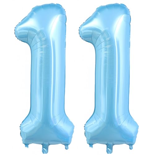 Image of Pastel Blue 11 Balloon Number, Light Blue 11 Balloons for Birthday Party | Number 11 Balloon,40 Inch,Pastel Blue,Helium-fillable,11 Foil Mylar Balloons,for Birthday Party Anniversary Decorations