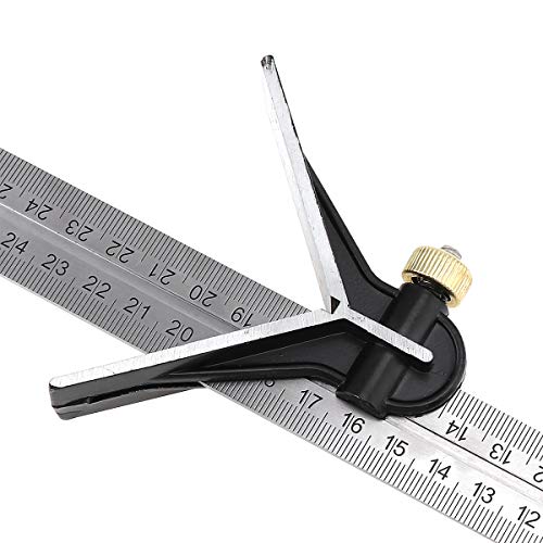 ChgImposs 12" Adjustable Sliding Combination Square Ruler & Protractor Level Measure Measuring Set, Inch/Metric