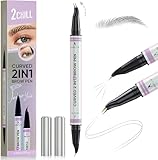 2CHILL 30° Curved Eyebrow Pencil, Magic 2 in 1 Eyebrow Pen Pro, Waterproof Eye Brow Pen with 2 Tips, Vivid Microblading Brow Pencils for Women, Last All Day Makeup (06 Grey)