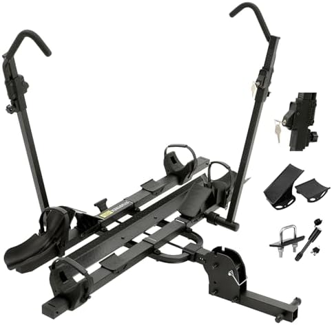 TrailV2 Plus Hitch 2 Ebike Rack with Ramp, Tilt, Fold, Anti-Theft Hitch & Wheel Locks, Heavy Duty 170 lbs Capacity, Fits 2" Receiver, Max 5" Fat Tires, Electric Bike Rack for for Car, SUV, Truck, RV