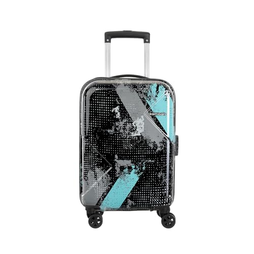 Image of Kamiliant by American Tourister ATHER|Printed Cabin Trolley Bag Small Size (55 cms) for Travel| Hard Case Polypropylene (PP) Suitcase|360 8-Wheel Spinner Luggage Trolley|Combination Lock|Black