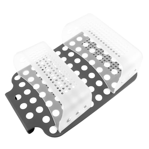 HIAKDOFT Cesta Colgante de Doble Capa para Baño sin Perforaciones Organizador de Plástico Resistente al Agua Ganchos para Toallas Almacenamiento Portátil para Ducha y Puerta Color Negro