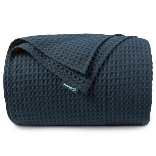 Lista de Cubrecamas más recomendados. 43 Dreamlab Manta con Textura Tipo Waffle | Colcha Ligera y Transpirable | Elegante Punto Gofre para Pie de Cama o Sofá | Blancos Frescos para el Hogar | Colcha Individual, Color...