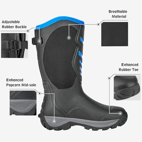 WOVENPAK Rubber Boots for Men, Mens Boots Waterproof Insulated Hunting Boots with Steel Shank, Neoprene Rubber Work Mud Boots Outdoor - image 4