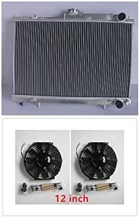 Amazon.com: 52 mm aluminum radiator+12" fans for Skyline R33 R34 GTR ...