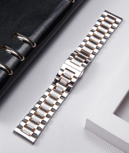 Image of BINLUN Stainless Steel Watch Bands 12mm-24mm Universal Metal Replacement Watch Straps SmartWatch Bracelets Links Straight & Curved Ends Men Women 6 Colors