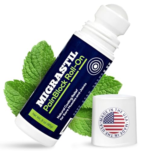 Basic Vigor Migrastil PainBlock Roll-On 3 oz - Topical Roll-On for Muscle Aches Cramps Joint & Nerve Discomfort. Works Great on Shoulders Neck Feet Knees Legs Back Elbows Hips Etc.