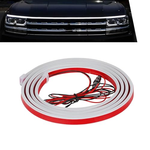 Ferianl Hood Light Strip, LED Dynamic Scan Start Up Hoodbeam Kit, 59inch Waterproof Flexible Exterior LED Strip Lights, Universal for Cars SUVs Trucks (White)