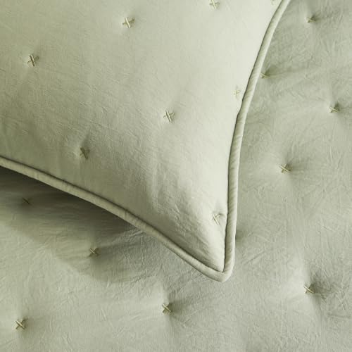 softpage Sage Green Queen Quilt Set Soft Lightweight 3 Piece Bedspread by softpage - Image 9