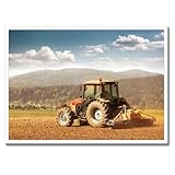  Poster dans un cadre noir Décoration murale 70 x 50 cm Agriculture avec un tracteur N° H9731Z_RBPL1G
