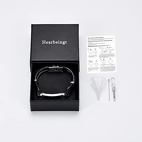 Hearbeingt Cremation Jewelry Urn Bracelet for Ashes Genuine Leather Cremation Bracelet Keepsake Urn Bangle for Ashes for Men for Women - Thumbnail 7