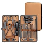 SIMAYKUWA Nail Clipper Set 24-Piece Set Eagle-Billed Nail Clipper Manicure Beauty Pedicure with Brown Luxurious Travel Case