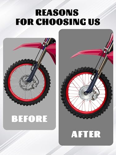 JFG RACING Bike Spoke Covers,Universal 72Pcs Spoke Skins Wheel Wraps for 8"-21" Rims for Ebike E Dirt Pit Bike Motorcycle Bicycle Wheelchair Decoration-Red