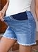 BLENCOT Maternity Jeans Shorts for Women Mid Waisted Frayed Hem Stretchy Denim Shorts Comfy Pregnancy Summer Clothes Fashion 2026 Beau Blue Small